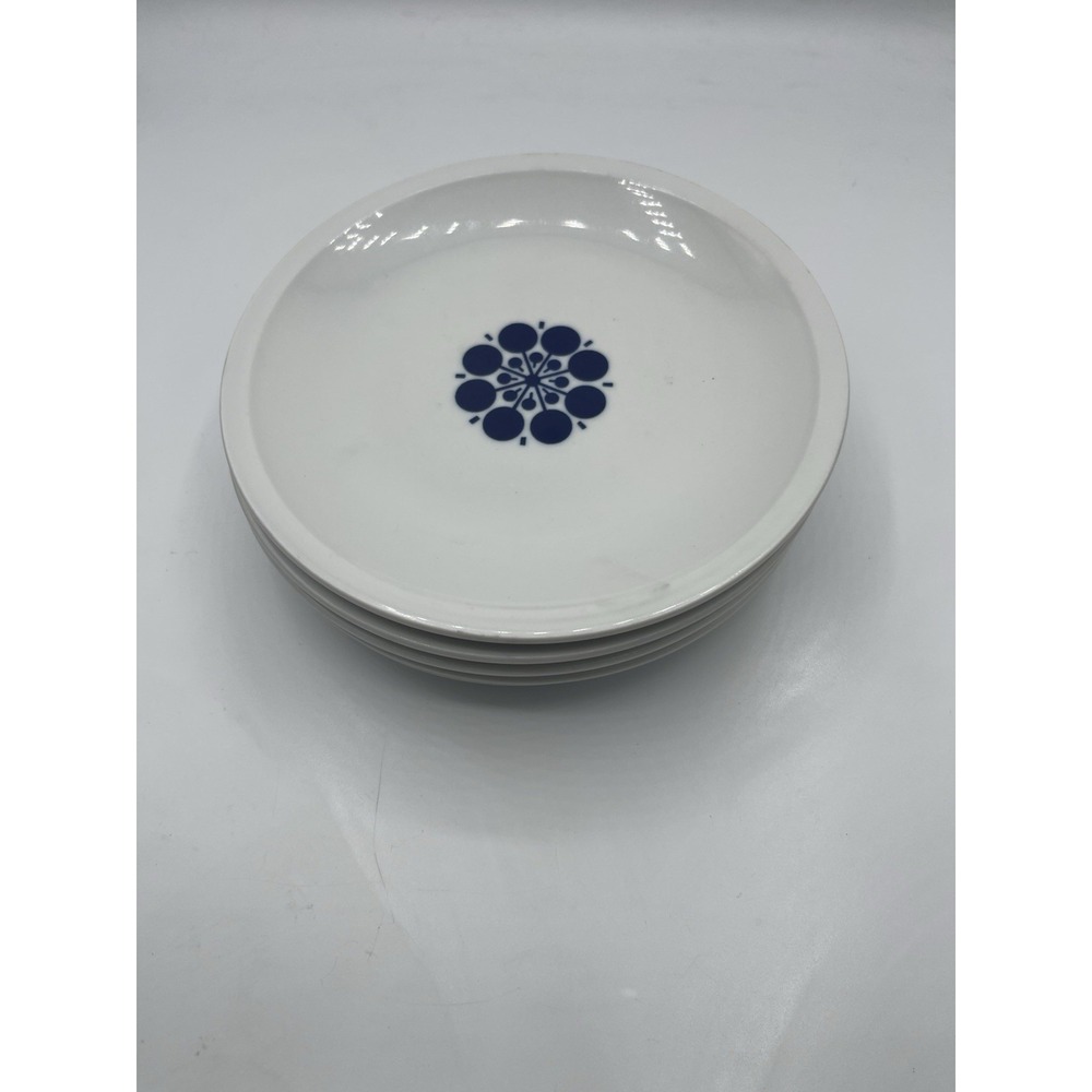 5 Vintage Lauffer Stack China Blue Polaris 7.5" Salad Plates